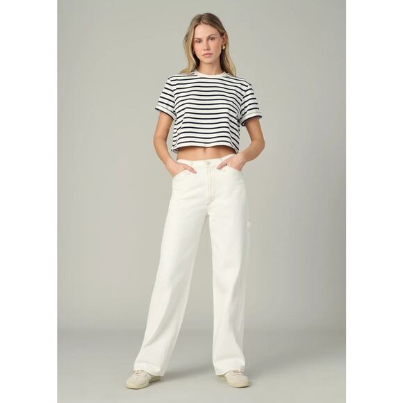 Joe's Jeans The Boxy Tee - Milk Navy Stripe NWT SIZE M L - Picture 5 of 6